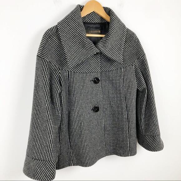 Zara wool retro jacket with big buttons gray and black pattern, wide sleeves  M - Picture 12 of 16